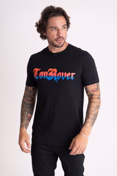 Camiseta Masculina Slim Premium Estampada  Degradê Preto