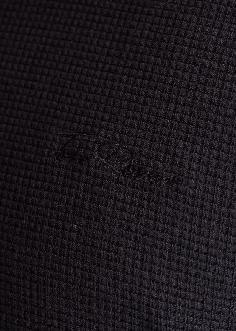 Camisa Masculina Gola Polo Bordada signature texture Preto - Imagem 3