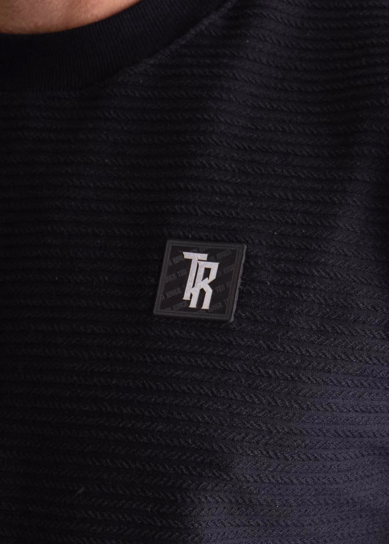 Camiseta Masculina Slim Premium Malha Trançada Preta - Imagem 3