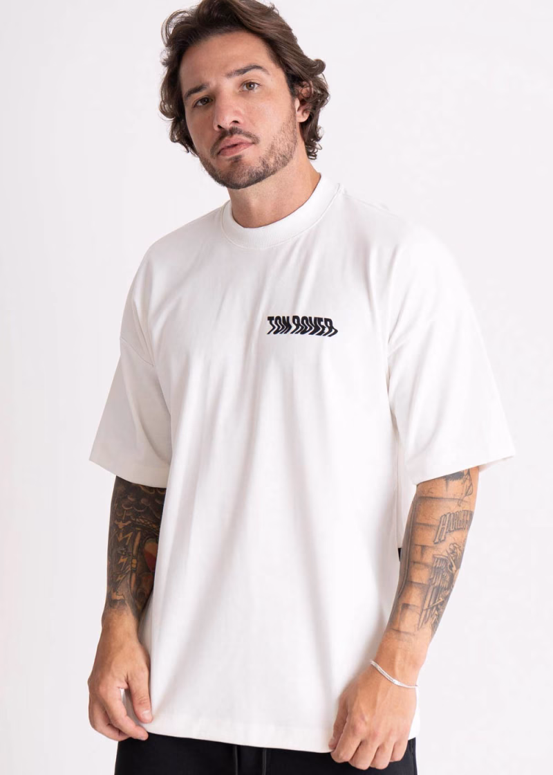 Camiseta Masculina Oversized Estampada Lettering Urban Off White