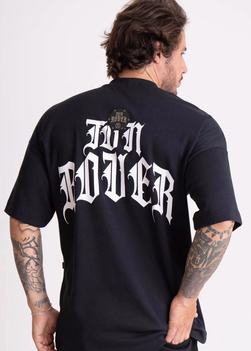 Camiseta Masculina Oversized Estampada Hexagon Metal Preto - Imagem 4
