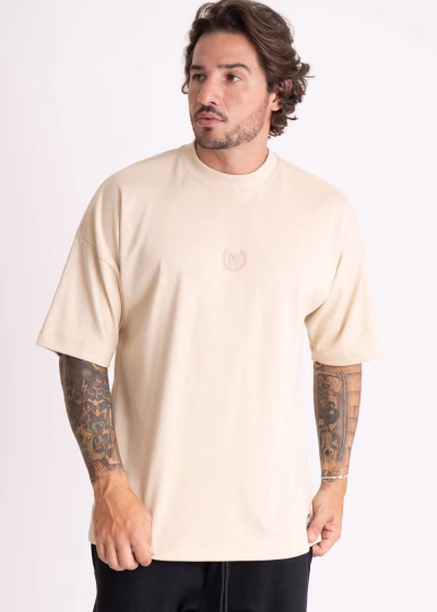 Camiseta Masculina Oversized Estampada Invictus TR Areia