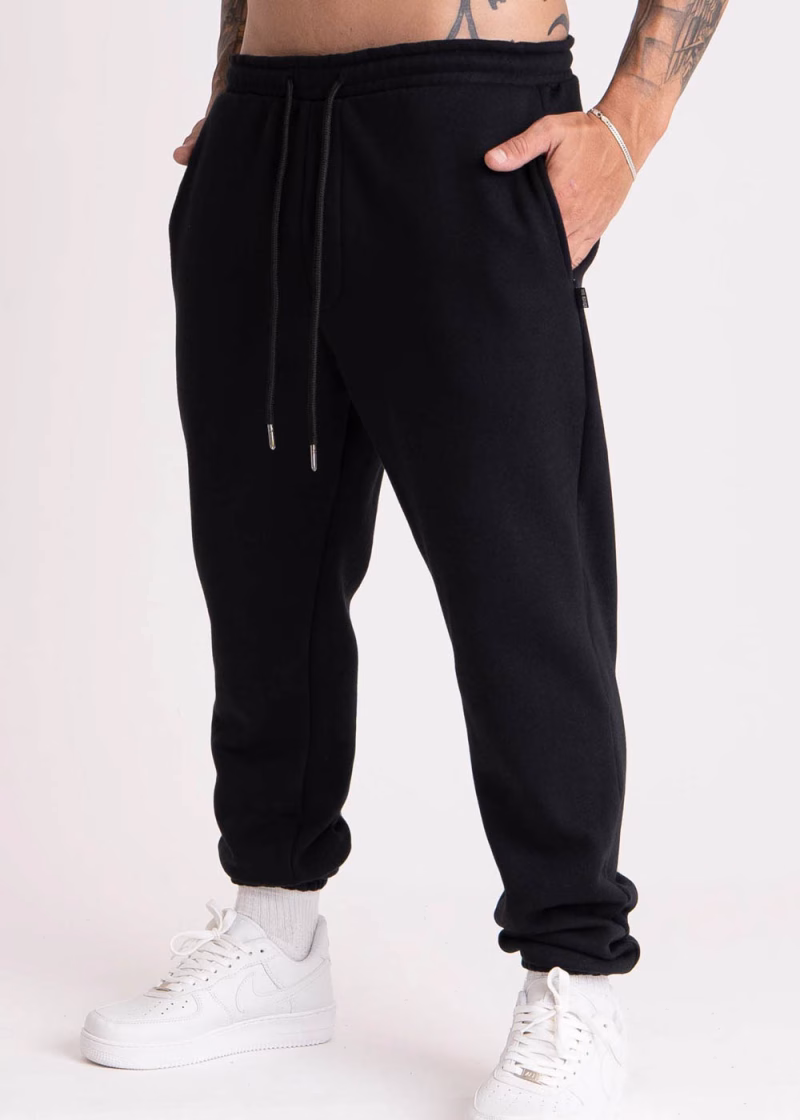 Calça Masculina Moletom Peluciado Estampada Panturilha Signature TR Preto - Imagem 3