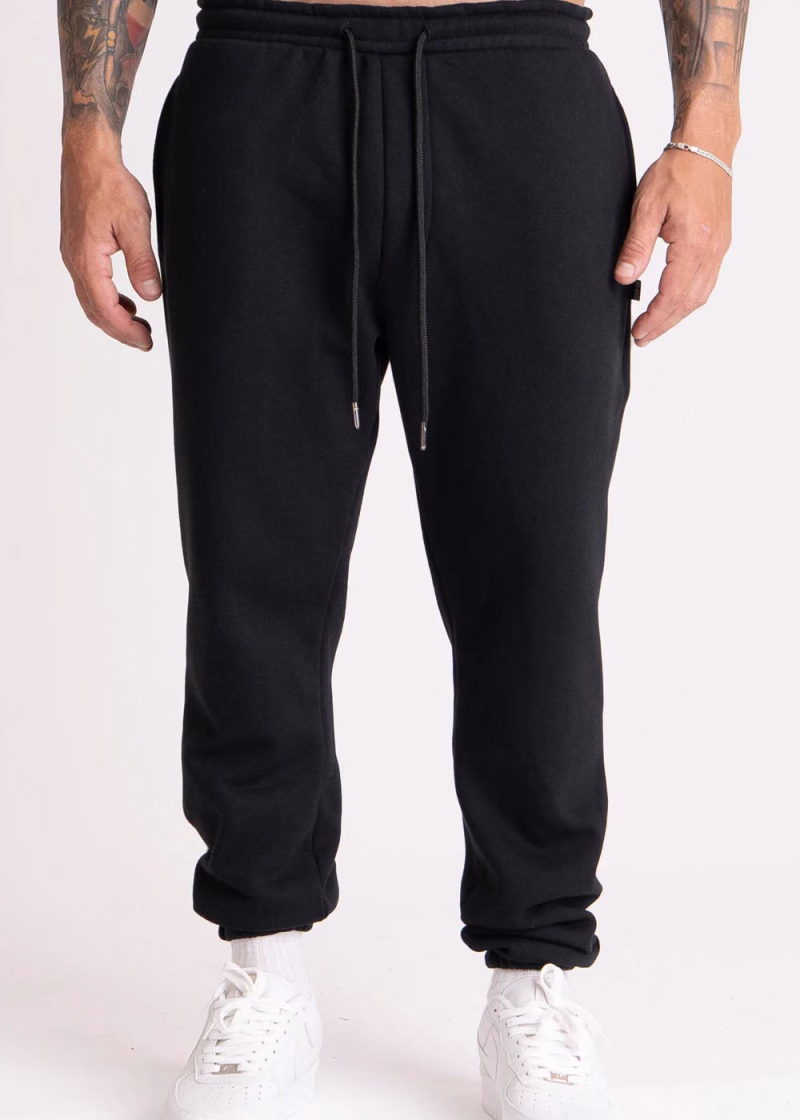 Calça Masculina Moletom Peluciado Estampada Panturilha Signature TR Preto