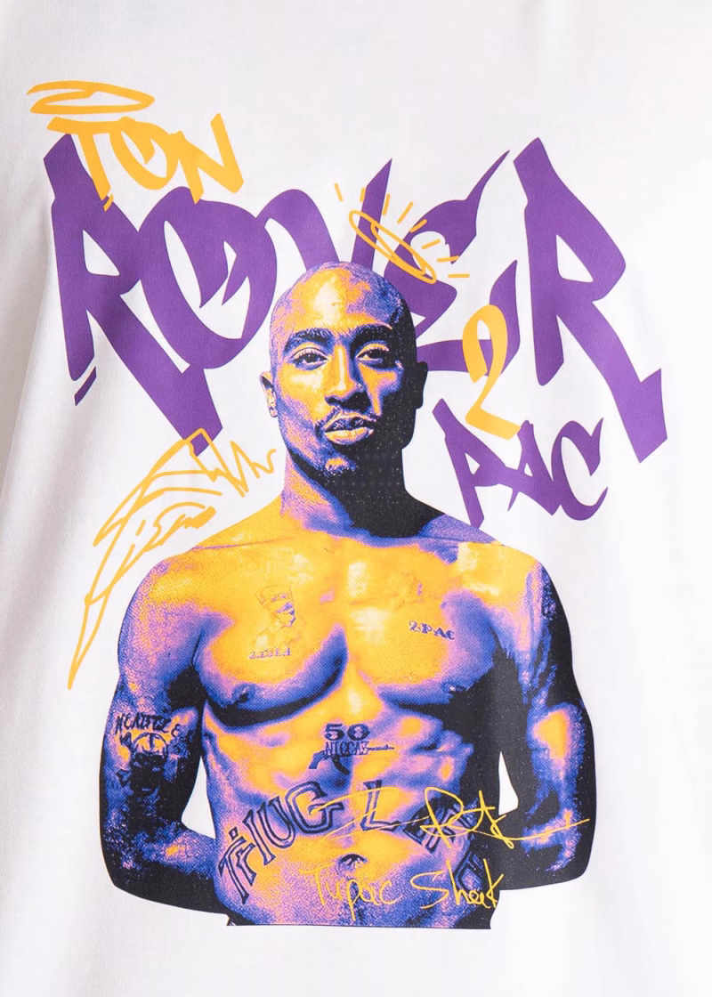 Camiseta Masculina Oversized Estampada 2Pac Off White - Imagem 4
