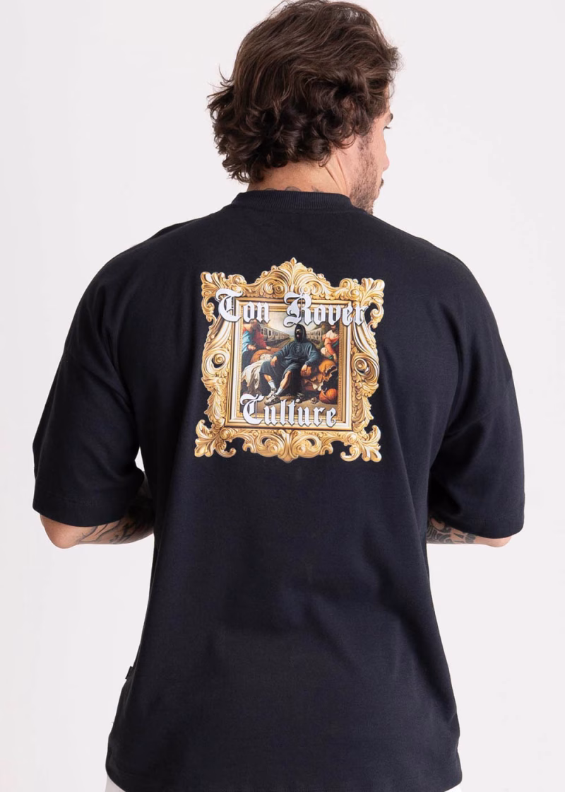Camiseta Masculina Oversized Estampada  Sweatshirt Preto - Imagem 2