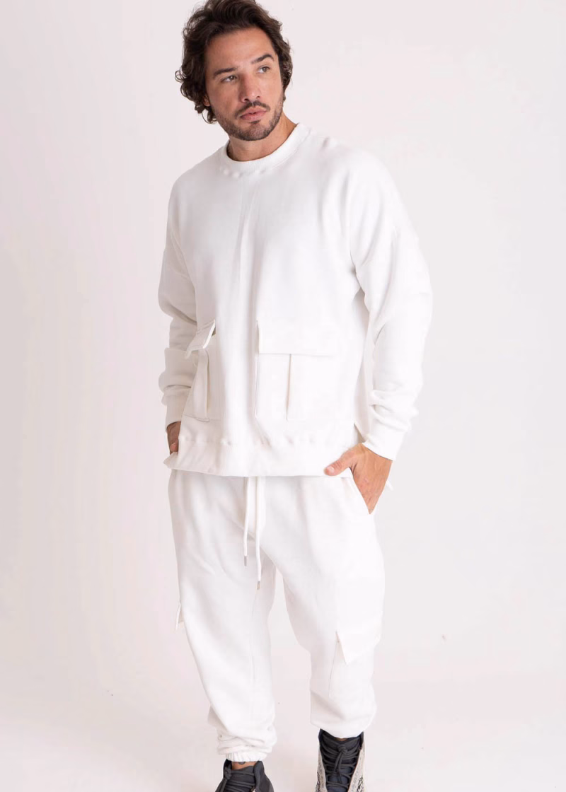 Blusa Masculina Moletom Bolso cargo Concept Off White - Imagem 3