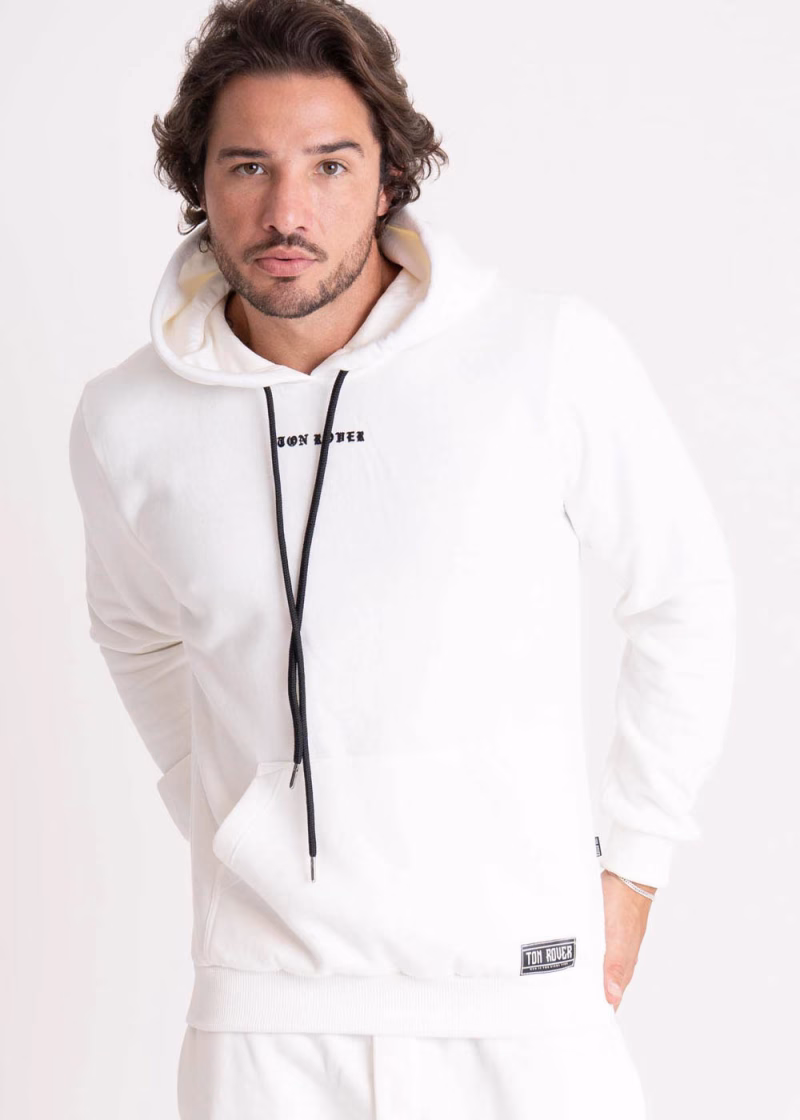 Blusa Masculina Moletom Capuz Basic Lettering Off White - Image 3