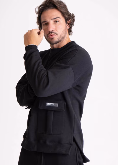 Blusa Masculina Moletom Bolso cargo Concept Preto