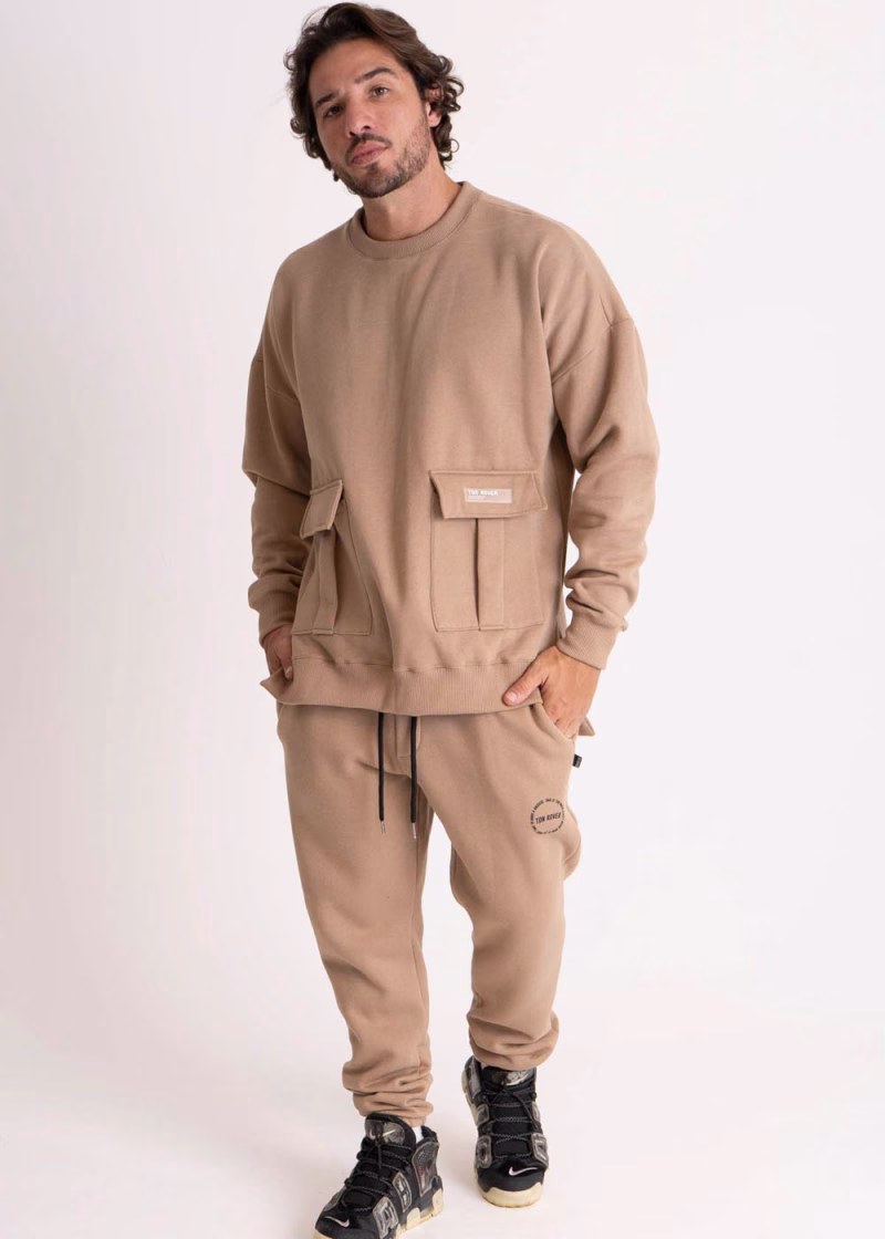 Blusa Masculina Moletom Bolso cargo Concept Caramelo - Imagem 3