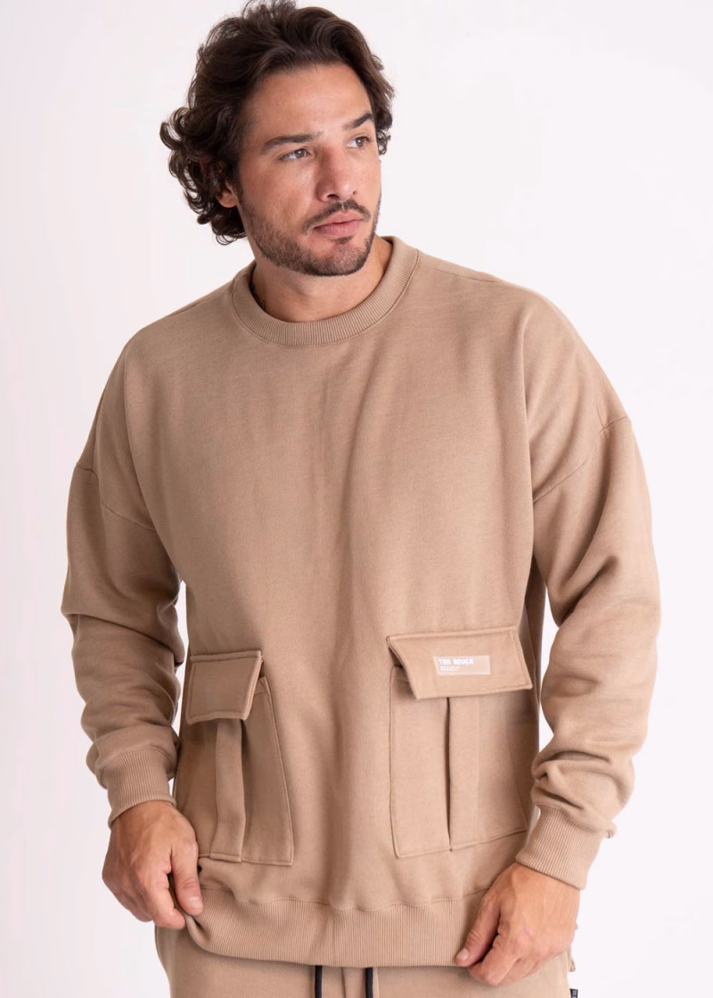 Blusa Masculina Moletom Bolso cargo Concept Caramelo