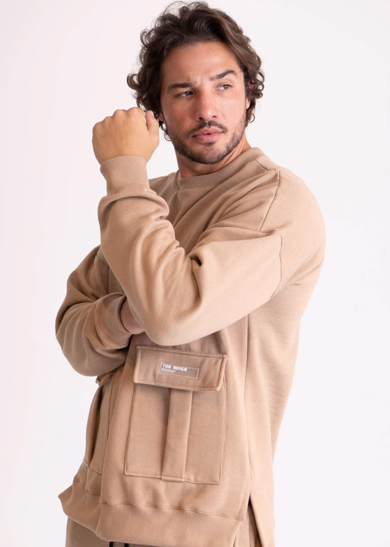 Blusa Masculina Moletom Bolso cargo Concept Caramelo - Imagem 2