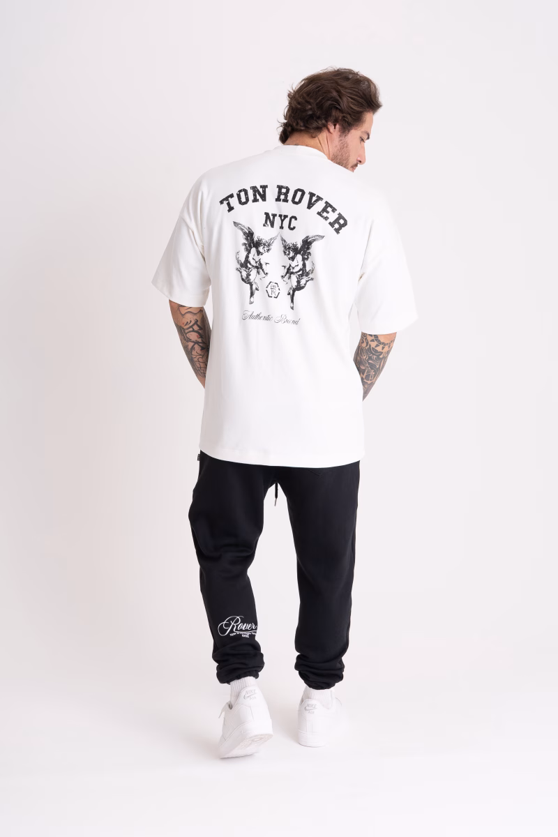 Camiseta Masculina Oversized Estampada NYC Angels Off White - Imagem 3
